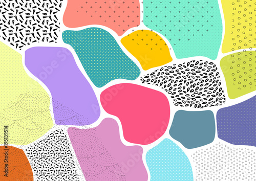 Creative geometric colorful background with patterns. Collage. Design for pri...