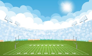 Wall Mural - American football arena field with day design. Vector illumination