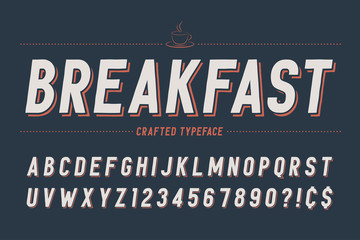Aufkleber - Condensed retro display font design, alphabet, character set, ty