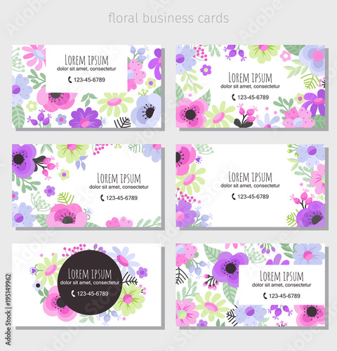 Tela Set of floral business cards