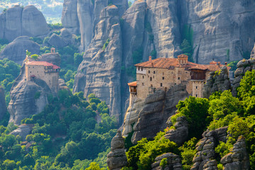 Wall Mural - Meteora monasteries, the Holy Monastery of Roussanou at foreground, Greece