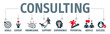 Banner consulting concept vector icons