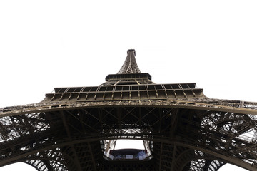 The famous Eiffel Tower on white background , Paris , France