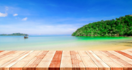 Wall Mural - table with beach blurred