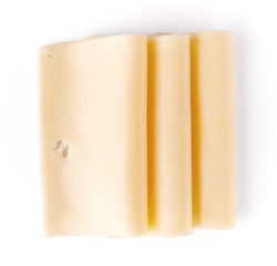 Canvas Print - Cheese slices isolated on white, from above