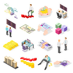 Wall Mural - Stock Exchange Isometric Icons