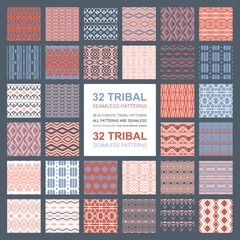 set of 32 simple seamless vector ornament