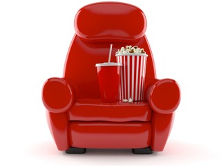 Canvas Print - Armchair with popcorn and soda