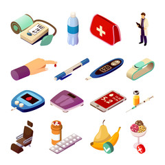 Wall Mural - Diabetes Control Isometric Icons