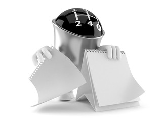 Poster - Gear knob character with blank calendar