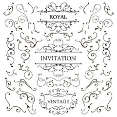 Wall Mural - Vector set of classic swirls, luxury design elements. Frames and borders. Use for ad, invitations