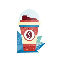 Sticker - Paper coffee cup vector Illustration on a white background