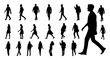 Leinwandbild Motiv Vector collection of walking people silhouettes