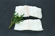 Raw haddock fillets - top view