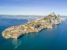 Famous Gibraltar Rock On Overseas British Territory, Iberian Peninsula