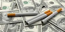 Smoking Cost Concept. Cigarettes In Hundred Dollar Banknotes Background. 3d Illustration
