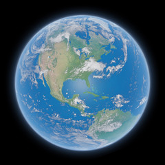 Wall Mural - view of blue planet earth in space 3d rendering elements of this image furnished by nasa