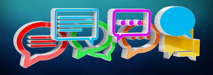 Wall Mural - Digital colorful 3D rendering conversation icons