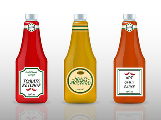 Poster - Sauce Bottles Realistic Advertisement Set 