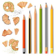 Wall Mural - Sharpened Wooden Pencils And Shavings