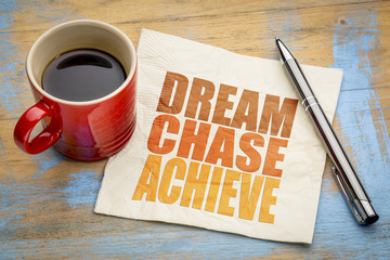 dream, chase, achieve word abstract