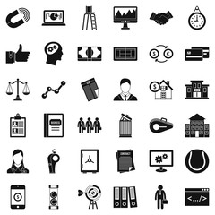 Poster - Economic partnership icons set, simple style