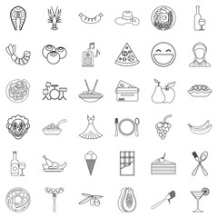 Sticker - Exhibitor icons set, outline style