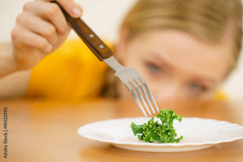 Sad young woman being on diet - obrazy, fototapety, plakaty 