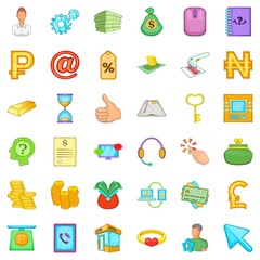 Poster - Cash balance icons set, cartoon style