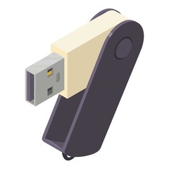 Poster - Portable flash drive icon, isometric style
