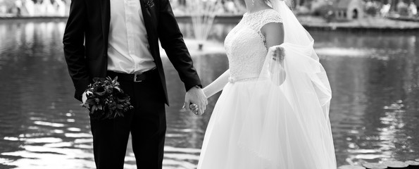 Wall Mural - Bride and groom on wedding day