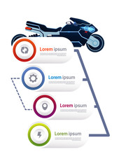 Poster - Modern Motorcycle Over Template Infographics Elements Background Flat Vector Illustration