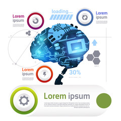 Poster - Artificial Intelligence Brain Template Infographic Elements For Modern Robotics Technology Flat Vector Illustration
