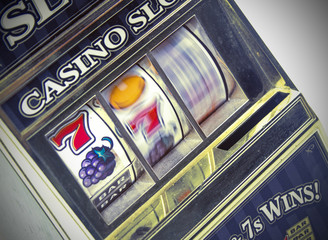 retro toy slot machine spinning