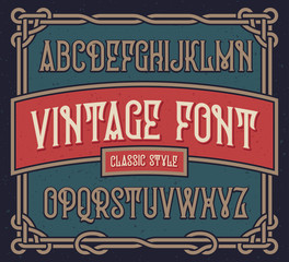 Wall Mural - Vintage font set with old label design template