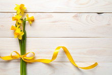 Spring, Easter Background With Daffodil Flowers