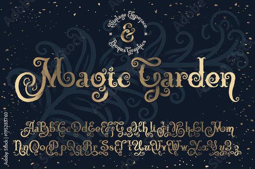 Fotografía Beautyfull decorative font named Magic Garden with nice textured noise effect