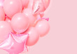 Leinwandbild Motiv Pink birthday air balloons pink background mockup