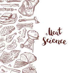 Wall Mural - Vector hand drawn meat elements