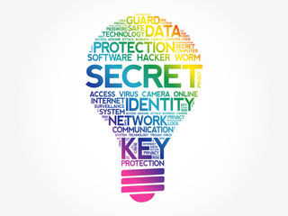 Poster - SECRET bulb word cloud collage, business concept background