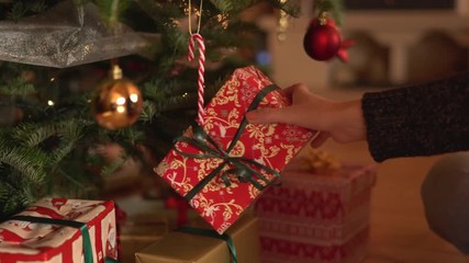 taking a present from under the christmas tree