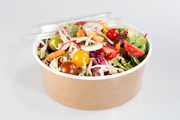 big carton box for food in takeaway salad restaurant