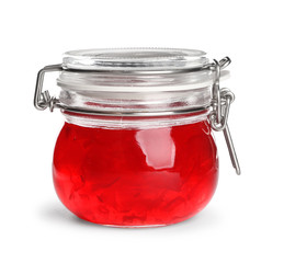 Poster - Jar with sweet jam on white background