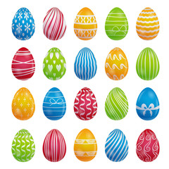 Wall Mural - set of colored Easter eggs with patterns