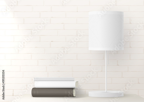 Mockup With A Bright Lamp On A Brick Wall The Interior Is Loft