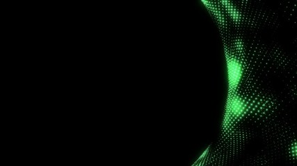 Poster - energy field. fields of flickering points. business cinematic background. place for text. seamless loop. green holographic series.