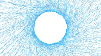 Poster - Spiral from the blue shoots. Slipping from the center of the thread. pleasant organic movements. energy field. business cinematic background. place for text.