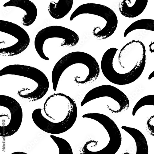 Stoffe zum Nähen Vektor handgezeichneten schwarz-weiß Musterdesign im Grunge-Stil. Pinselstrich, ornament geometrische Formen Abbildung. Gut für Verpackungspapier, Tapete und print-Design.