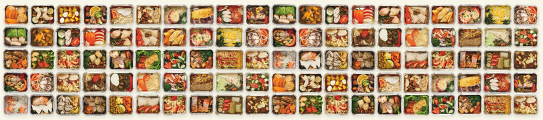 Wall Mural - Set of take away food boxes at white background