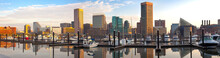 Downtown City Skyline, Inner Harbor And Marina, Baltimore, Maryland, USA